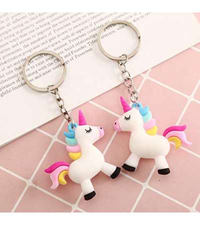 Cute Gift: Silicone Cute Unicorn Keychain (Pack of 2)